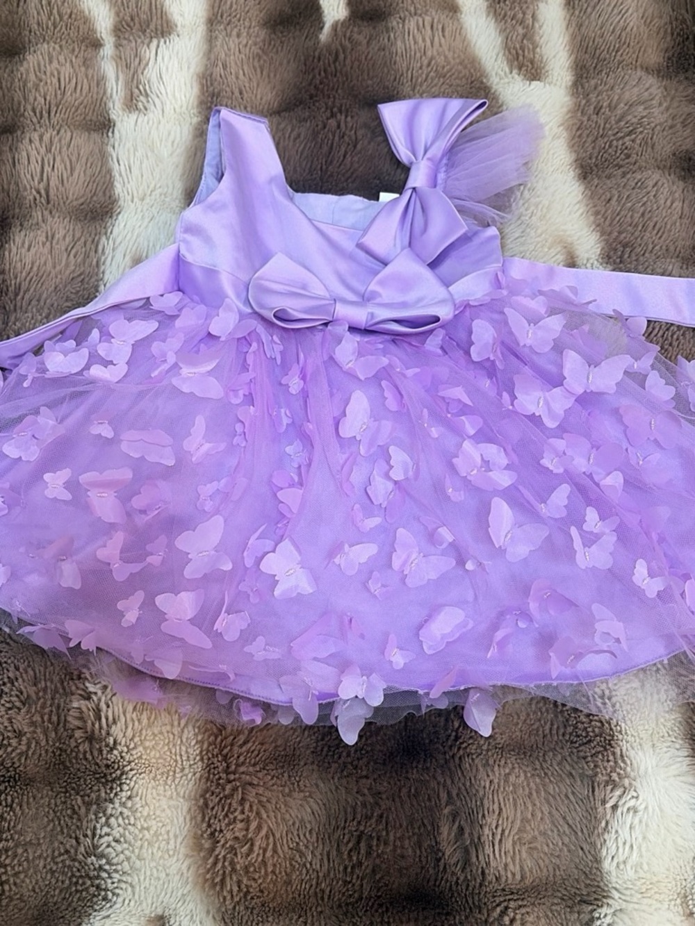 Lilac Butterfly Tulle Party Dress for Girls